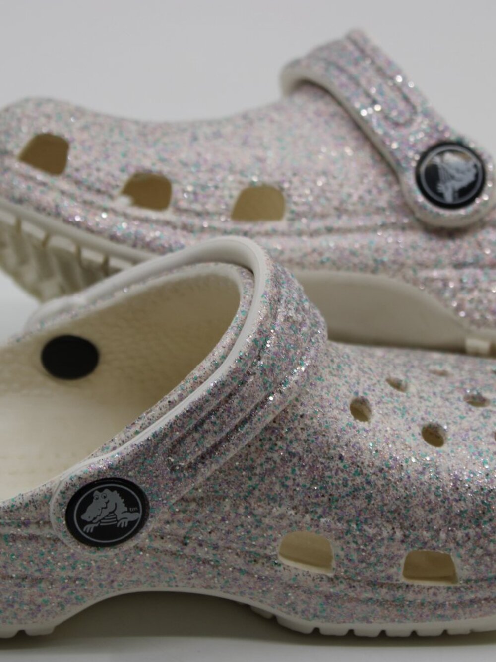 Crocs Girls Gray Glitter SZ C-9 Water Rubber Casual